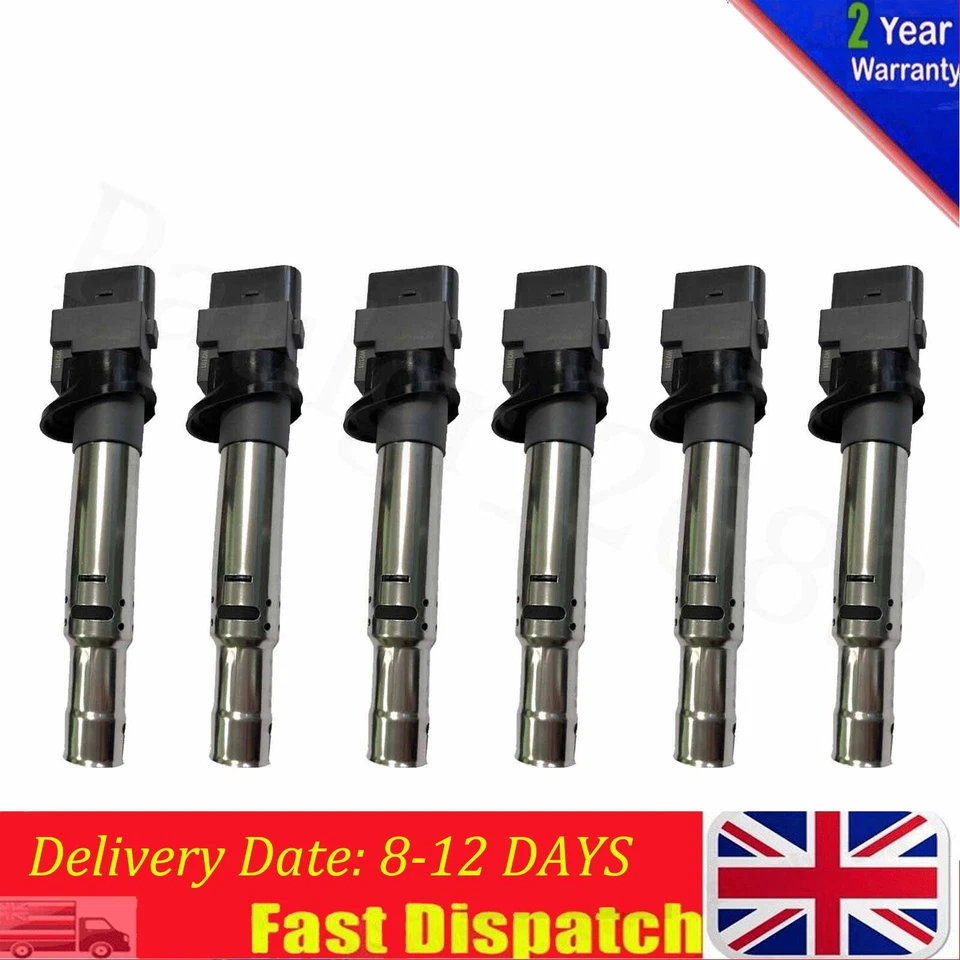 6PCS Ignition Coils 022905715B Fits VW Volkswagen EOS Touareg Audi A3 TT Quattro - Image 1 of 4