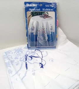 Vintage '92 Bucilla Stamped Cross-Stitch Table-topper Kit #63342 Started/Open - Picture 1 of 5