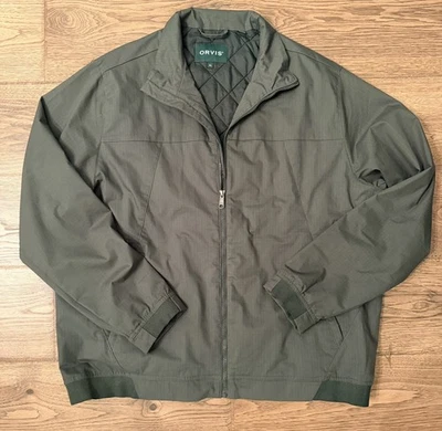 NWOT Orvis Hunter Green Navy Quilted Lined Bomber Jacket Size XL - Image 1 of 3