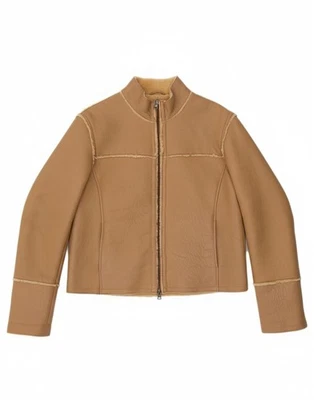 OFFSET Damen Bomber Lammfell Jacke UK 14 Medium Beige Leder DY28 - Bild 1 von 4