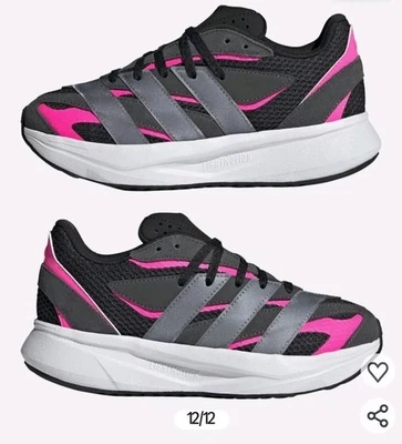 New Adidas Lightblaze Trainers Black/Pink JR1299 Lowtop Sneakers Size 6Y  - Image 1 of 4