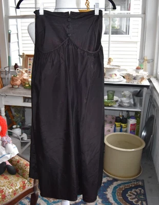 Vintage 1930s Half Slip Foundation Garment Rayon Pockets Button Black Size XS - Image 1 of 4