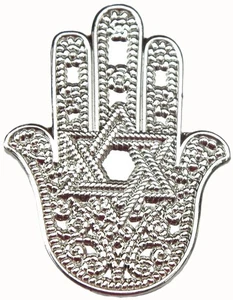Hamsa Star of David Pin Badge Jew Jewish Hebrew Brooch - Picture 1 of 5