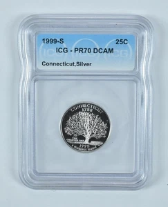 1999-S Washington State Quarter Silver Connecticut PR70 DCAM ICG *0649 - Picture 1 of 5