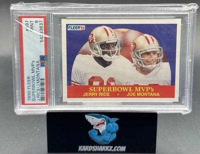 1990 Fleer Joe Montana Jerry Rice #97 Super Bowl MVP's PSA 9   - Image 1 of 2