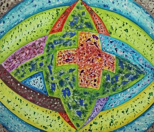 ABSTRACT CROSS STUDY Acrylic Painting On Board c1960 - Picture 1 of 7