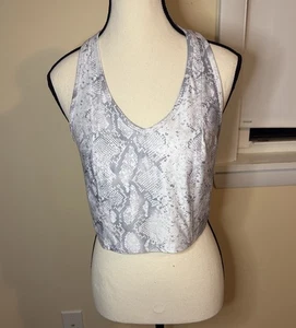 Reggiseno sportivo Nine West Active donna bianco pelle di serpente Activewear linea lunga taglia L - Foto 1 di 6
