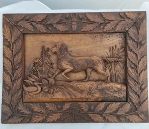 carved wooden plate, engraved animals . Wall art bois sculpté chasse 18ème 19è - Picture 1 of 11