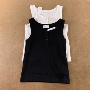 Gap Girl's Size 8 Black/White Henley Tank Top 2 Pack NWT - Picture 1 of 5