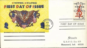 USA 1965 STANETS HOME MADE ONE OF A KIND FDC CRUSADE AGAINST CANCER + CACHET - Picture 1 of 1