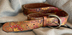 Fossil L Genuine Leather Paisley & Floral  Mixed Print Belt Women BT3701998