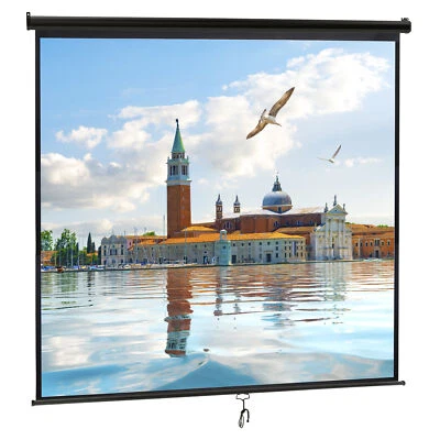 84" X 84" Diagonal Dimension Pull Down Projection HD Movie Theater Screen Black - Image 1 of 4