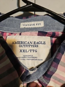 American Eagle Pearl Snap Hemd Herren Gr. XXL rosa kariert langarm Vintage Fit - Bild 1 von 8