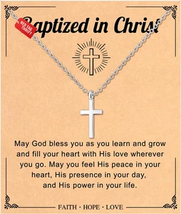 Cesta de Pascua Rellenos, Collar Cruz Cristiana para Mujer, Bautizo Primera Comunión - Imagen 1 de 13
