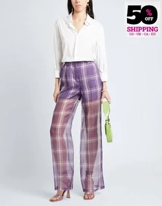 RRP€790 ALBERTA FERRETTI Silk Trousers IT40 US4 UK8 S Tartan Pattern High Waist - Picture 1 of 6