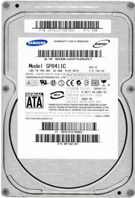 Hard Drive Samsung Spinpoint PL40 SP0411C 40GB 7200 RPM 2MB SATA 3.5'' Inch - Image 1 of 3