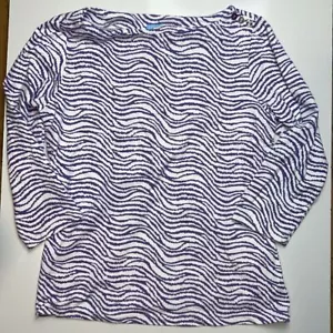 J McLaughlin purple zebra print 3/4 sleeve top sz M - Picture 1 of 5