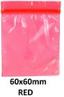 100 NEW 60x60 mm RED Small Plastic Bags Baggy Grip Seal 60x60mm Zip 6x6 cm UK