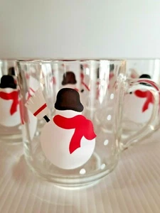 Juego de 5 tazas de café de vidrio cacao caliente Navidad Crate & Barrel Luminarc para hombres de nieve - Imagen 1 de 3