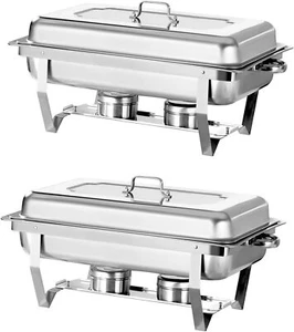 4/6/8PCS 8QT Chafing Dish Stainless Steel Rectangular Chafer Food Warmer Set UK - Picture 1 of 14