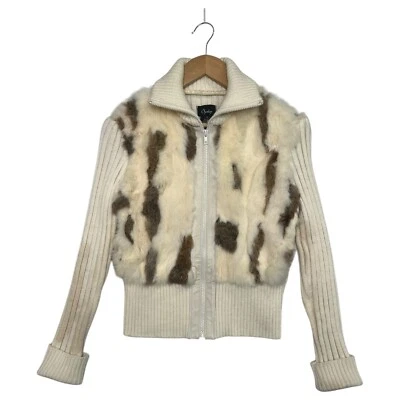 VTG Chesky Jacket Womens Medium Ivory Genuine Rabbit Hair Full Zip Sweater - Image 1 of 4
