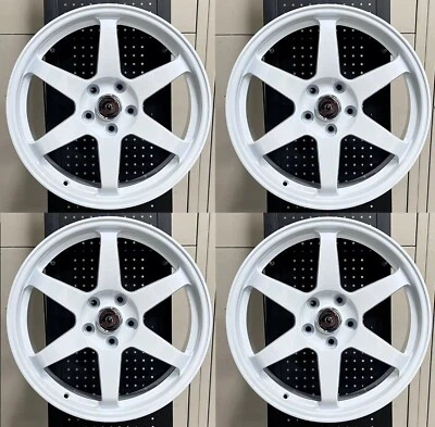 18" Wheels 18x8 5x114.3 +35 For Honda Civic Accord IS300 IS250 RAV 4 White Rims - Image 1 of 3