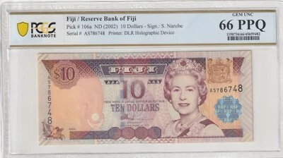 Fiji 2002 10 Dollars PCGS Certified Banknote UNC 66 PPQ Pick 106a - Image 1 of 2