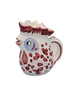 Italian Deruta Sambuco Rooster Creamer Hen Chicken Hand Painted Kitchen 4-1/2" T - Picture 1 of 7