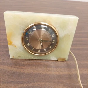 Vintage Heavy Marble SALEM Electric Alarm Clock Rare Unique Mid Century Works - Picture 1 of 10