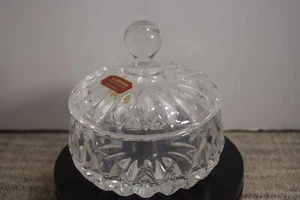 Plato de caramelo/baratija de cristal de corte transparente Gorham Althea con tapa hecho en Alemania Occidental - Imagen 1 de 9