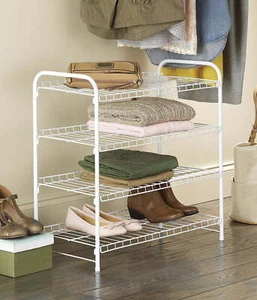 4 Ebenen Weiß Draht Schrank Regale Schuhregal Regal Aufbewahrung Organizer USA - Bild 1 von 8