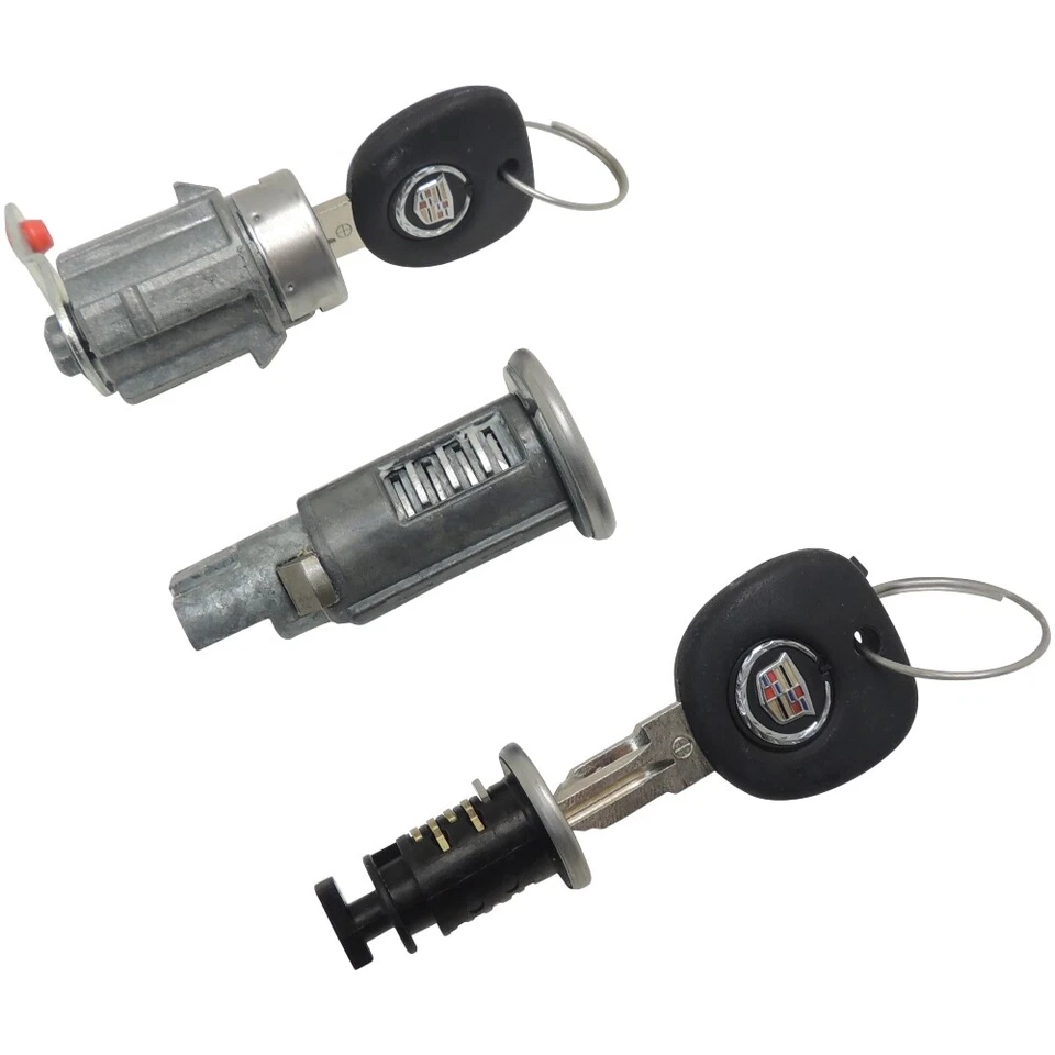 Lock Cylinder Kit with 2 Keys 2010-14 Cadillac CTS 20766969 20766965 20985619 - Image 1 of 1
