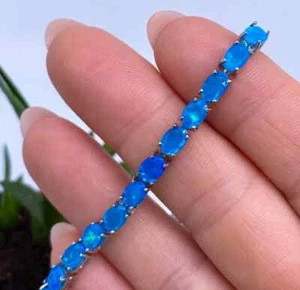 Bracciale Pietra Gemma Opale Etiope Naturale, Argento Sterling 925, 7 pollici - Foto 1 di 4