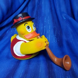 Pato de goma suizo con un alphorn de Lanco Suiza NUEVO - Imagen 1 de 6