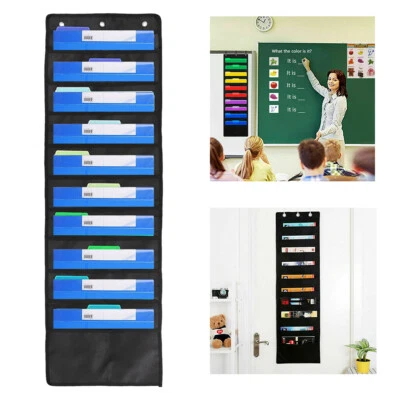 10 Storage Pocket Wall Hanging File Organizer Paper Holder Door Classroom Office - Image 1 of 4