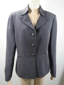 Tahari Arthur S. Levine schwarzer Damen Blazer mit Kunstlederbesatz Petite 2P - Bild 1 von 8