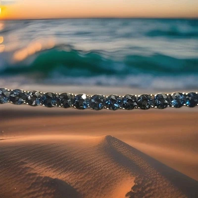 Красивый Лондон синий топаз теннис регулируемый браслет, SS925, NIP - Изображение 1 из 4