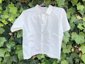 Kids White Cotton Shirt | Short Sleeve Button-Up with Pockets | Comfy for Summer - Picture 1 of 4