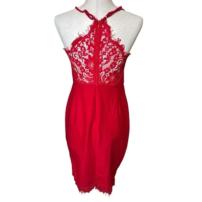 Lulus Lace Back Red Bodycon Stretch Short Dress Size Large Cocktail Valentine - Image 1 of 4