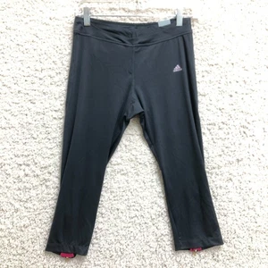 NEW Adidas Leggings Medium Adult Gray 3/4 Tight Ankle Zip Capri Stretch Womens - Picture 1 of 14