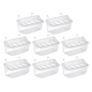 10pcs Bird Feeders for Cage - No Mess Hanging Food Bowl - Plastic Slot Parrot - Picture 1 of 12