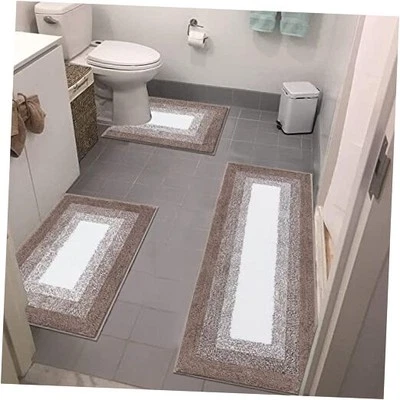 Juegos de alfombras de baño 3 piezas, alfombras de baño absorbentes antideslizantes, felpa extra suave  Foto 1 de 4