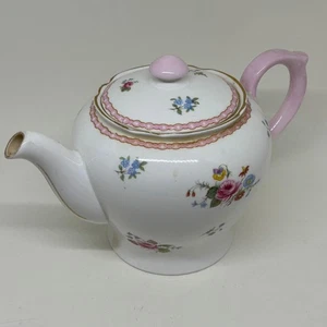 Tetera Shelley vintage floral rosa y blanco - Imagen 1 de 6