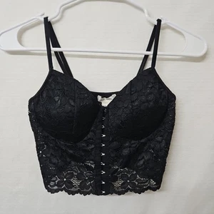 Bozzolo Black Lace Bralette Women's Size Medium Bra Lingerie Bustier Bralett - Picture 1 of 4
