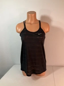 NIKE Black Fitness Tank w/Sheer Lines. #811449. Size Small. Excellent Cond. - Picture 1 of 7