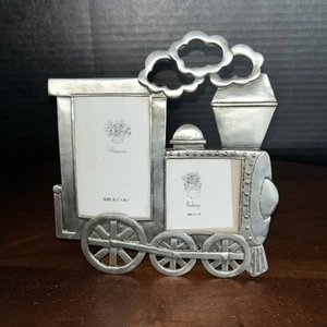 Cornice portafoto treno in peltro contiene 2 foto -1 per 3,5”X 2,5” l’altro 2” X 2” - Foto 1 di 6