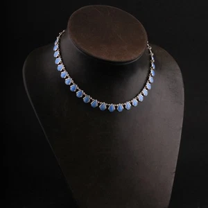 Volmer Bahner Sterling Halskette mit blauer Emaille / vergoldet. DÄNEMARK. SEHR SELTEN! - Bild 1 von 4