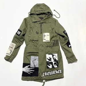 Gabardina con capucha verde oliva talla pequeña diseñador moda GALA DECADENCE para hombre - Imagen 1 de 13