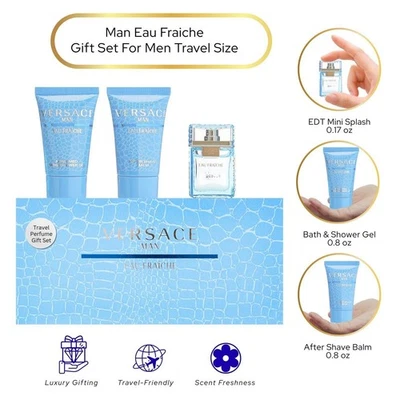 Versace Hombre Eau Fraiche Por Gianni Versace Perfume Set De Regalo Para Hombres Talla De Viaje Foto 1 de 4