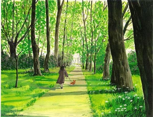 8x10 PEMBROKE GALÉS CORGI RYTA IMPRESIÓN DE PINTURA PAISAJE CALLEJÓN PARQUE REALISMO - Imagen 1 de 1